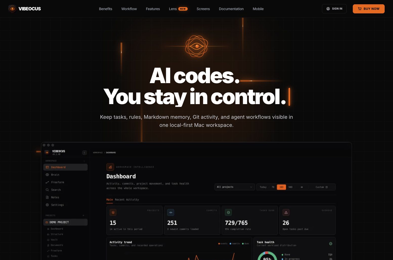 Vibeocus website screenshot